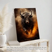 1 pieza Arte moderno de pared en lienzo - Impresión de un toro furioso blanco, póster decorativo, material de lienzo de alta calidad, con o sin marco, decoración de dormitorio universitario, apartamento, regalos para decoración de pared en hotel, hogar, sala de estar, dormitorio, baño y oficina