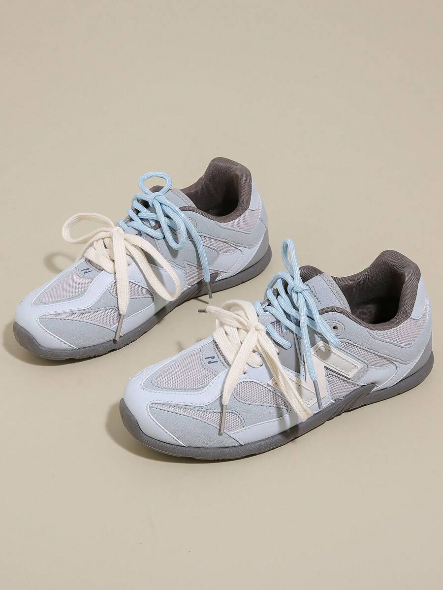 Women's Outdoor Mesh & Leather Splice Dual-Color Lace-Up Duck Shoes - Multicolor - View 1