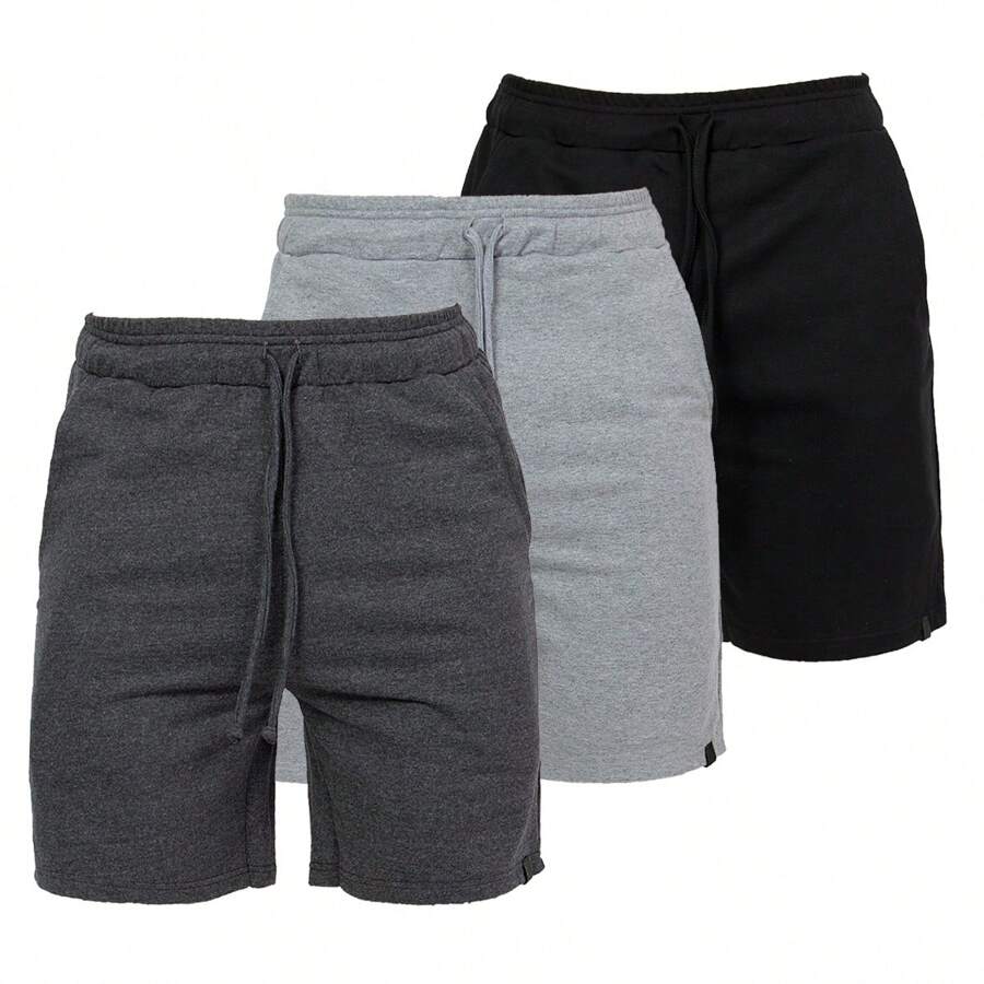 Kit 3 Bermuda Shorts Men's Casual Gym Sweatpants - màu đen - Xem 1