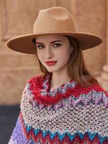 1 pieza Sombrero de bolos de unicolor, estilo retro bohemio casual de palacio, nuevo estilo europeo y americano de verano, sombrero fedora de fieltro de lana unisex de talla grande para viajes al aire libre, sombrero de moda apto para uso diario, calle, campamento