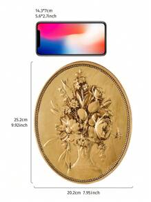 1 件，7.9 * 9.9 英寸复古金色椭圆形浮雕花卉壁饰，手绘树脂材质，复古欧式椭圆形装饰壁挂，适用于家庭、酒店装饰和摄影道具、家居装饰、房间装饰、墙面装饰 - 金色 - 查看 7