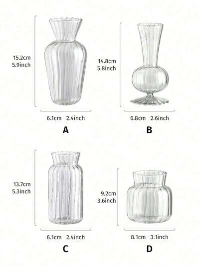 1pc Gestreepte Glass Vase, Minimalist Transparent Mini Vase Flower Bud Home Tabletop Bloemen Arrangement ation Room view 8