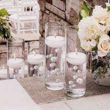 6050pcs Artificial Floating Pearls - Non Porous Plastic Pearls For Vase Filling - Glossy Decorative Pearls For Center Decorations, DIY Weddings, Parties, Birthdays, Anniversaries, Christmas Decorations[Excluding Vase, DIY Required]