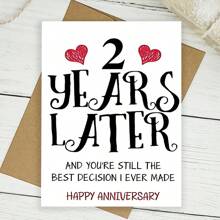 1pc Romantic 2nd Anniversary Greeting Card With Envelope - "2 Years Later" Sweet Message, Perfect For Him Or Her, Creative Wedding Anniversary Gift Idea, Blank Inside For Touch, Anniversary Gift For Couple - Multicolor - View 11