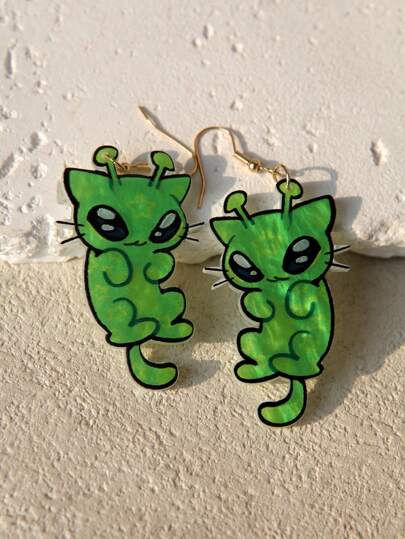 Pink Snail Handmade Seed Bead Earrings, Creative Cartoon Cute Earrings, Fashion Jewelry, Acrylic Resin Alien Cat & Animal Couples Dangle Earrings, Suitable For Women And Girls, Summer Winter Holiday Beach Party Gift, Couple And Easter Gift