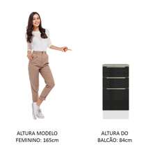 Madesa Lux 40cm Kitchen Base Cabinet With 3 Drawers White/Black 04 - 黑色 - 查看 4