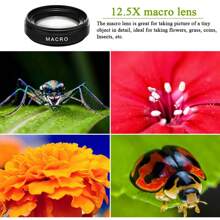 37mm Universal Phone Lens Kit: 0.45X Super Wide Angle Lens + 10X Macro Lens Compatible With Iphone, Android (Includes Carrying Pouch) - Multicolor - View 6