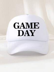 1 Stück Unisex Schwamm Mesh Kappe mit bedruckter Dekoration, GAME DAY, Trucker Hut, Baseballkappe, Sonnenhut, Dad Hut, geeignet für den täglichen Gebrauch, Reisen, Wandern, Klettern, Strandurlaub - SPIELTAG - Übersicht 9