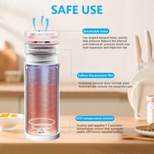 1pc Portable Electric Kettle Travel Tea Coffee Portable Kettle, 500ml Electric Mug Small Electric Mug, 316 Stainless Steel Kettle With Auto Shutoff And Anti-Dry Burn Protection, White - 查看 6