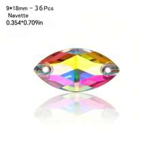 Cristales de Rhinestone de vidrio AB de forma redonda, triangular, cuadrada y de hoja AAAAA para coser en ropa, decoración del hogar, bodas y manualidades DIY - Gemas brillantes listas para fiestas, aniversarios y regalos