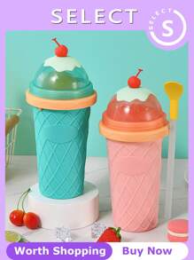 1pc Smoothie Cup, Smoothie Making Mug Frozen Magic Squeeze Smoothie Mug DIY Cooling Mug With Lid And Spoon Make Juice, Milk, Yogurt, Ice Cream Portable For Home, Party, Poolside Creative Gift For Birthdays, Christmas, Graduation - Perfect For Kids, Family, Friends, Colleagues - Smoothie Cup - View 2