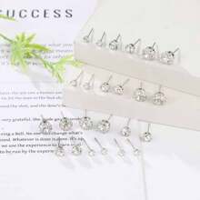 24pcs Stainless Steel Cute And Fashionable Mini Stud Earring Set