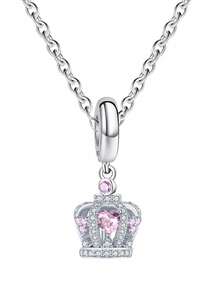 1pc 925 Sterling Silver Crown Necklace, Inlaid With Diamonds And Cubic Zirconia Beads, Women's Necklace, Exquisite Anniversary Gift For Girlfriend