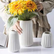 花瓶装饰白色树脂花瓶 1 件，现代家居装饰，波西米亚风花瓶，装饰客厅装饰垫，蒲苇花瓶，宽敞的客厅花瓶，入口区域，台面花瓶套装 - 彩色 - 查看 4