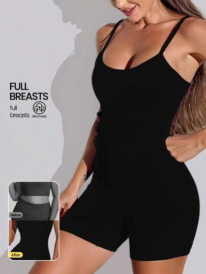 Aaseow Summer Workout Women's Activewear,Basic Solid Seamless Sports Romper,Solid Color Fashion Sports Jumpsut,High Elastic
