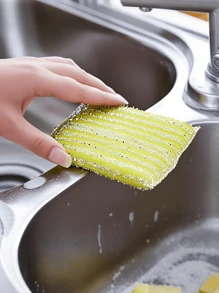 Four-Packing, Kitchen Dishwashing Sponge, Pot Brush Artifact, Household Double-Sided Cleaning Sponge Wipe, Scrubbing Pad, Kitchen Scrubbing Sponge, Cleaning Supplies, Cleaning Tools, Back-To-School Supplies
