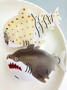 1pc Ocean Theme Cute Acetate Hair Claw Clip, Colorful Ocean Patchwork Acetate Large Hair Claw For Women With Thick Hair, Summer Style