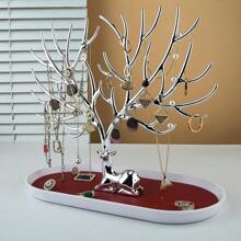 MORE&LESS - Soporte de exhibición de joyas de cuernos, organizador colgante de torre de árbol para anillos, arete, collares, pulseras - Plata - Ver 6