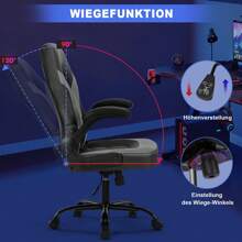 Sedia da gioco - Sedia da gioco ergonomica, sedia da gioco girevole regolabile in pelle PU con braccioli pieghevoli, adatta per casa, ufficio, ecc.
