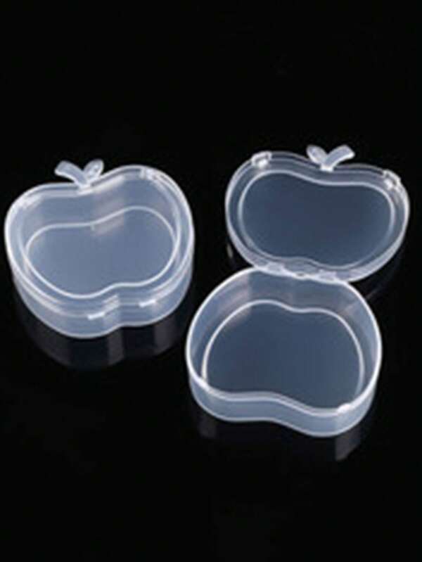 1pc/2pcs Mini PP Storage Box,Transparent Apple Box,Jewelry Elastic Band Candy Plastic Container,Puzzle False Eyelash Mini PP Box Organizer Storage Box Travel Back To School