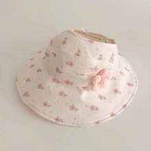 1pc Baby Sun Hat, Girls' Large Brim Sweet Sunscreen Cap, Summer Children Sun Protection Hat