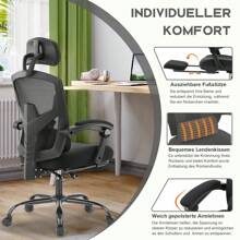 Sedia da ufficio ergonomica - sedia da scrivania con comodi braccioli, dotata di un comodo supporto lombare e poggiapiedi, sedia da ufficio adatta per casa, ufficio