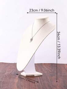Rice-Colored Velvet Human Neck Jewelry Display Stand, Necklace Pendant Display Model - Beige - View 14