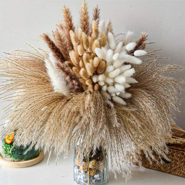 66/109pcs Bohemian Unique Dry Pampas Grass Bundles - Ideal For Home And Event Decor | Versatile Autumn Farmhouse Decor | Perfect For Living Room, Dining Table, Party And Wedding | Ideal Choice For Halloween, Christmas, Valentine's Day Outdoor Decoration,Fall Decor,Autumn