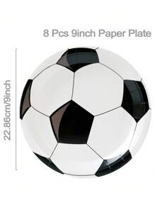 8 pièces Assiettes en papier jetables de 7 pouces/9 pouces sans laminage, décorations de fête à thème football, assiettes de fête jetables avec éléments de football, assiettes de table d'anniversaire, vaisselle jetable pour fête familiale, pique-nique de vacances, parfait contenant pour collations
