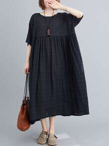 Top, 2025 Bohemian Casual Holiday Women's Dress, Damska spódnica w dużych rozmiarach, Elegancki styl dla matki na co dzień, Letnia, okrągła, luźna, czarna spódnica w dużych rozmiarach