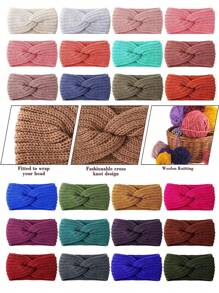 1pc Autumn/Winter Black Knitted Knitted Headband, High-End Wide Edge Facial Cleansing Hairband Hair Accessory