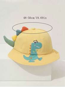 1pc Toddler Boys' Cute Dinosaur Embroidered Bucket Hat, Sun Protection Bucket Hat For Spring/Summer - Yellow - View 7