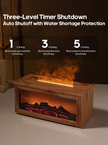 kinscoter 1PC USB 280ml Mini Fireplace Diffuser Ultrasonic Flame Humidifier Wood Grain Portable Bonfire Essential Oil Diffuser With LED Light & Remote Control For Home Office Gifts