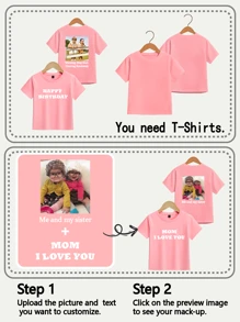 Customized Text, Photo Personalized T-Shirt For Girls, Customize Your Birthday/Name/Blessing/Photo/Design, Summer Girls Tops, Tween Girl T-Shirts, Birthday/Holiday Graphics Customization, Team/Outdoor/School/Sports Uniform Customization, Personalized Girls Black Short Sleeve Tee, Holiday Gift, Best Friend Gift, Birthday Gift