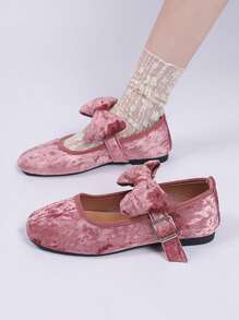 Damenschuhe mit flachem Absatz, Neuheit Sommer 2025, Ballerinas mit rundem Zehenbereich, Wildleder, ausgeschnitten, Schleife, Schnalle, Rosa Loafers, Ballerinas, Mary Jane Schuhe, vielseitig modisch-Lässig, bequem & leicht, Damenschuhe in Große Größen, Rosa Schuhe