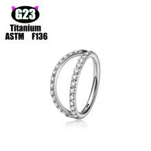 1 pièce Boucle d'oreille/Clou de nez/Anneau de lèvre polyvalente en titane G23 hypoallergénique, style unisexe INS avec micro-incrustation de zirconium, bijou de piercing