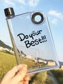 1 pieza Botella de agua transparente de viaje de 380ML, de estilo deportivo con anillo de AS+PP, de peso ligero y con acabado mate plano, adecuada para adultos y viajes al aire libre