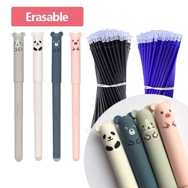 26/54/56pcs Cute Animal Erasable Pen Refill Stationery Office School Supplies Erasable Pen For Students
