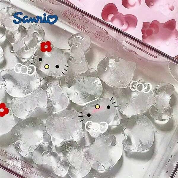Sanrio 1pc Sanrio Cute Cartoon Hello Kitty Shaped Ice Cube Mold, Silicone Ice Tray, Household Ice Cube Maker