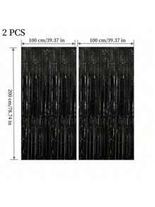 4 件装铝箔窗帘背景红色金属丝箔流苏窗帘照片亭道具适用于生日婚礼订婚婴儿洗礼单身派对圣诞节节日庆祝派对装饰、毕业典礼、性别揭晓、迪斯科派对 - 紅色 - 查看 21