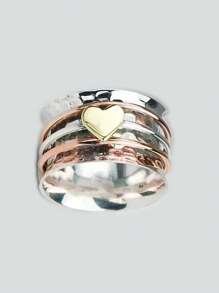 HOTNICE 1 款精致复古爱情戒指，专为男士和女士设计，是送给家人和朋友的生日礼物 - 銀色 - 查看 1