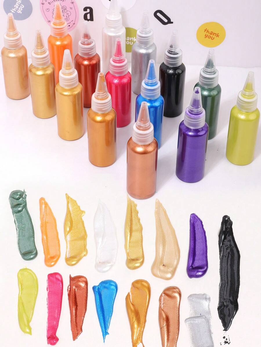 Metal Acrylic Paint Resin Pigment 60ml Gold Silver Copper Gypsum Hook Line Paste Jewelry Making Handmade DIY Coloring,Mother's Day,Mom's Gift,Back To School,School Supplies - one-size - View 1