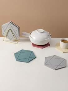 1 pieza/2 piezas Posavasos de silicona minimalista, salvamanteles, tapete para tazón, tapete para platos, individuales a prueba de calor, almohadilla aislante multiusos para vajilla, diseño hexagonal antideslizante, fácil de limpiar, resistente al calor