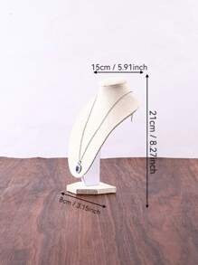 Rice-Colored Velvet Human Neck Jewelry Display Stand, Necklace Pendant Display Model - Beige - View 8