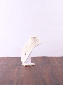 Rice-Colored Velvet Human Neck Jewelry Display Stand, Necklace Pendant Display Model - Beige - View 2