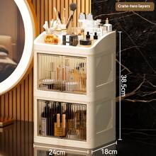 1-Set 3-Layer Crown Design Foldable Drawers Makeup Organizer Box, Cream White Color, Suitable For Cosmetics, Lipsticks, Skincare Products, Desk Top Storage, Thickened & Enlarged Easy To Carry