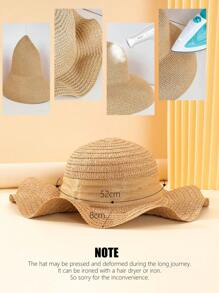1pc Kids Girls' Ballet Dancer Net Bow Decoration Khaki Sun Hat, Suitable For Daily Life, Outdoor Leisure And Vacation, Princess Style