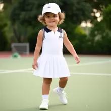 Baby Girls' Cute Collared Pleated Dress, Breathable Comfortable Summer College Style New Design - White - View 6