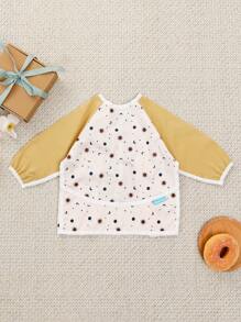 1Pc Rainbow Animal Print Waterproof & Mess - Free Long Sleeve Baby Bib, Adjustable Fit For 6 - 24 Months Toddlers