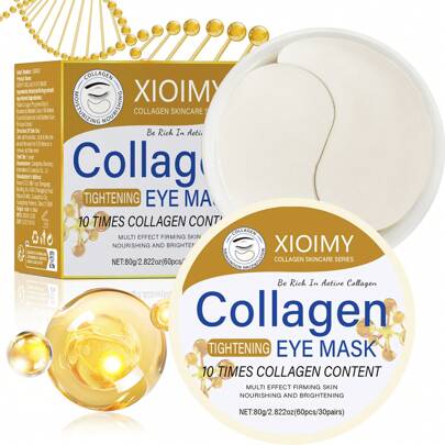 Xioimy 60 片胶原蛋白眼膜，强效胶原蛋白水凝胶眼膜，深层滋养、紧致、提亮，适合所有肤质，针对浮肿眼部和黑眼圈，60 片眼膜，护肤